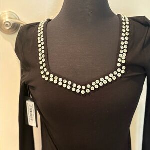 Vocal Black and Silver Top Double-Row Rhinestone